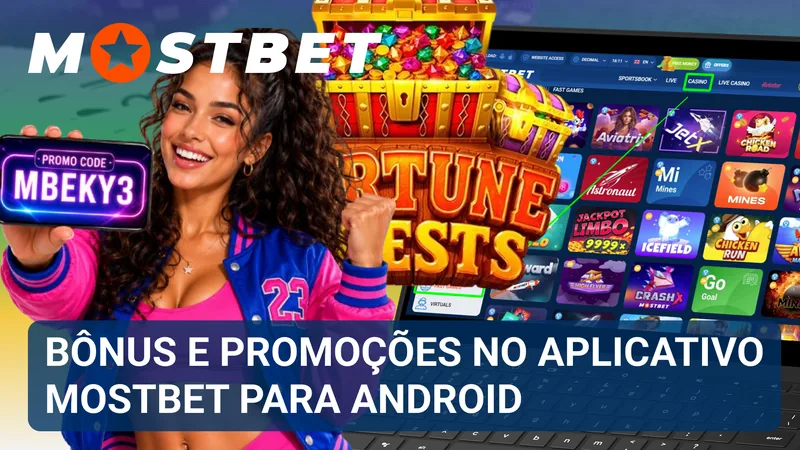 Área de promoções do aplicativo Mostbet para Android exibindo ofertas e campanhas ativas.