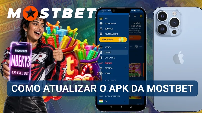 Nova versão do APK da Mostbet pronta para atualização em um dispositivo Android.