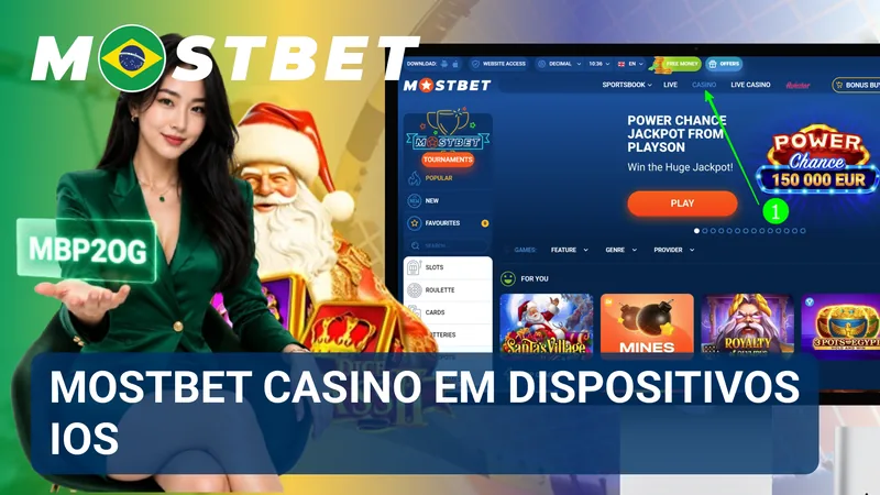 Catálogo de jogos do Mostbet Casino exibido na interface de um dispositivo iOS.