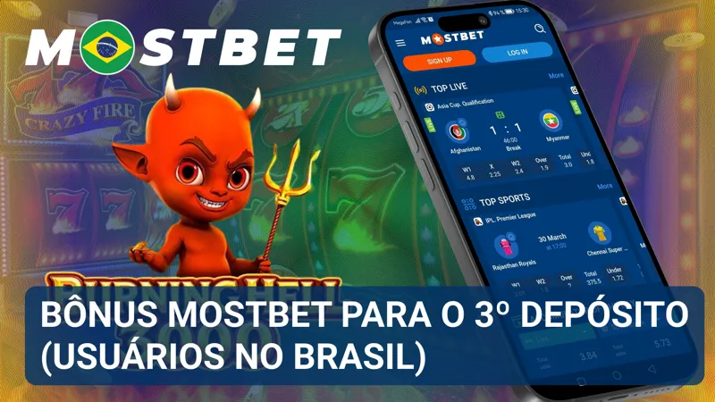 Oferta do terceiro depósito aparece destacada na área de promoções da MostBet Brasil.