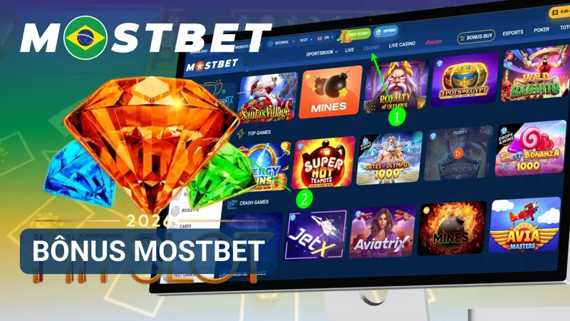 Painel promocional reúne diferentes bônus da MostBet disponíveis no Brasil.