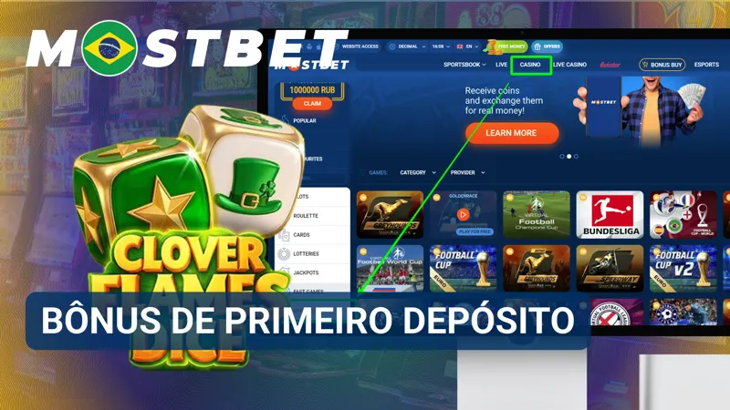 Oferta de primeiro depósito aparece em destaque na central de promoções da MostBet.