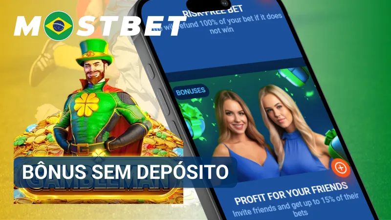 Banner promocional apresenta uma oferta sem depósito disponível na plataforma MostBet.