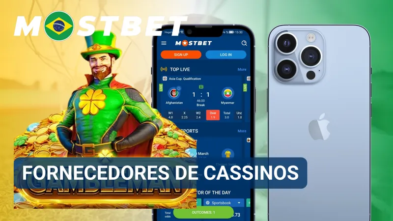 Logotipos de diferentes desenvolvedores de jogos aparecem na biblioteca do cassino MostBet.