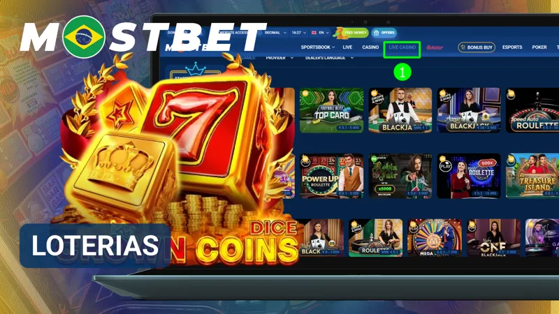 Bilhetes de loteria digital aparecem ao lado de diferentes sorteios disponíveis no cassino MostBet.