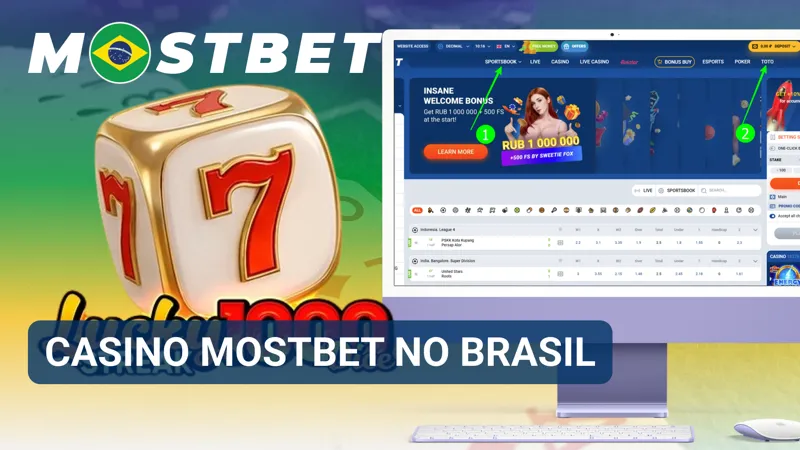 Interface do cassino MostBet Brasil apresenta caça-níqueis, jogos de mesa e títulos com dealers ao vivo.