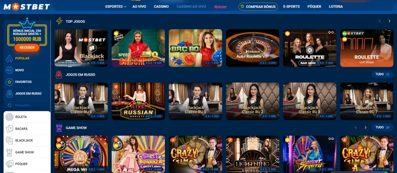 MostBet, Cassino ao Vivo