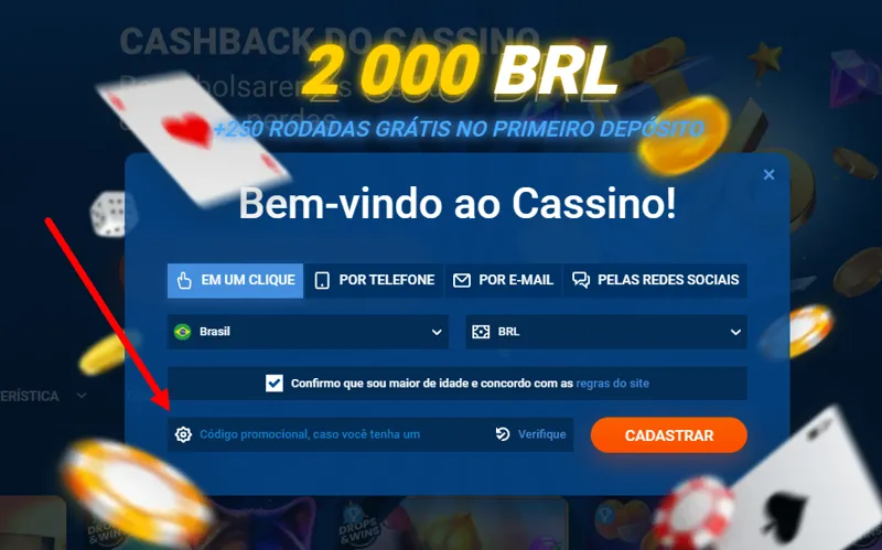 Digite o código promocional ao se registrar na casa de apostas MostBet