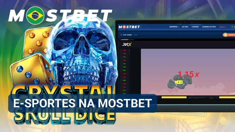 Arena digital exibe partidas competitivas e mercados de apostas de e-sports disponíveis na MostBet.