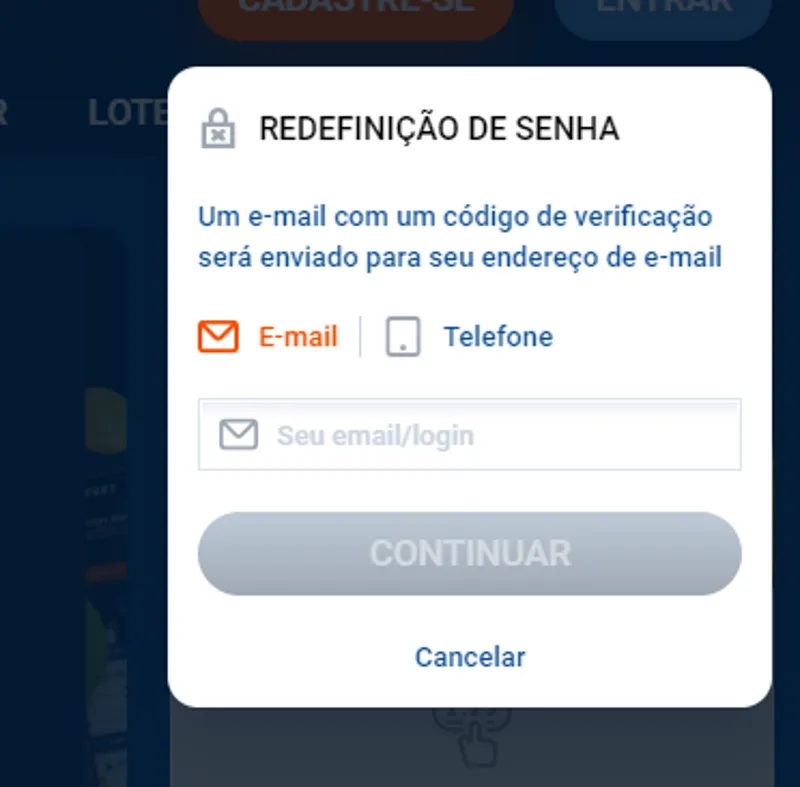 Faça login na sua conta pessoal através da versão móvel do site da MostBet