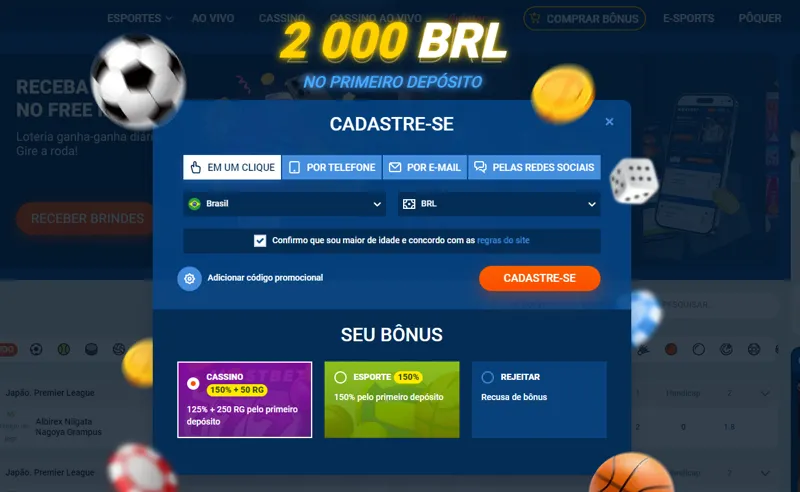 Formulário de registro da MostBet para novos jogadores do Brasil