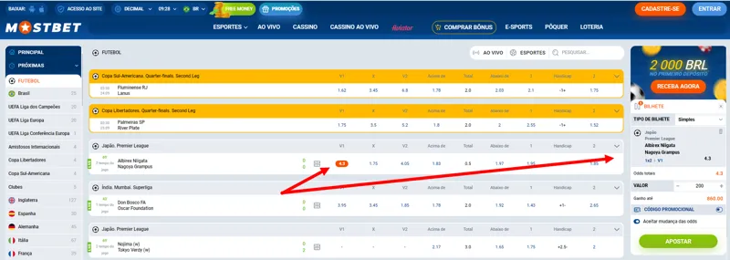 Como fazer uma aposta esportiva no site da Mostbet