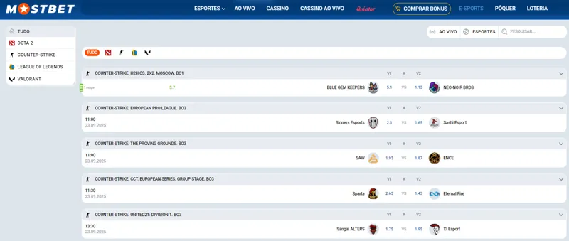 Apostas esportivas virtuais para jogadores da MostBet do Brasil