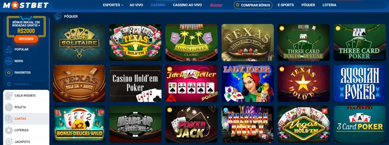Variedade de pôquer no Cassino Online MostBet